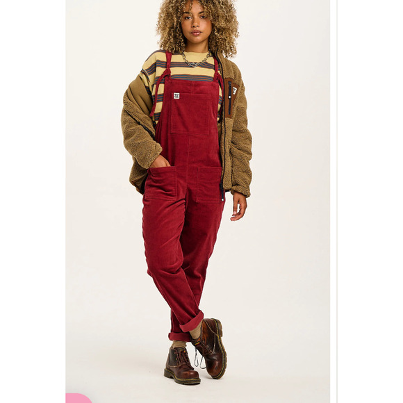 Lucy & Yak Pants - Lucy & Yak Original Organic Dungaree Corduroy In Wine Red Fits US 4R